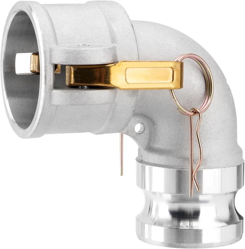 Venussar Type DA Cam and Groove Hose Fitting, 90 Degree Elbow, 2" Female Camlock x 2" Male Camlock, 250PSI, Aluminum Material, DA2020 - Image 1